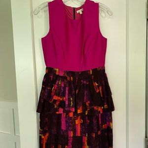 Shoshanna Pink Silk Tiered Dress